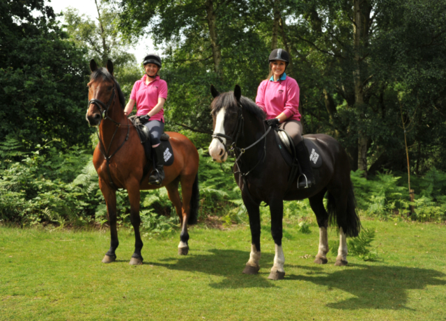 The pink ladies on horseback!